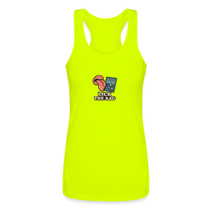 Women’s “Lick The Bag” Performance Racerback Tank - Image - neon yellow