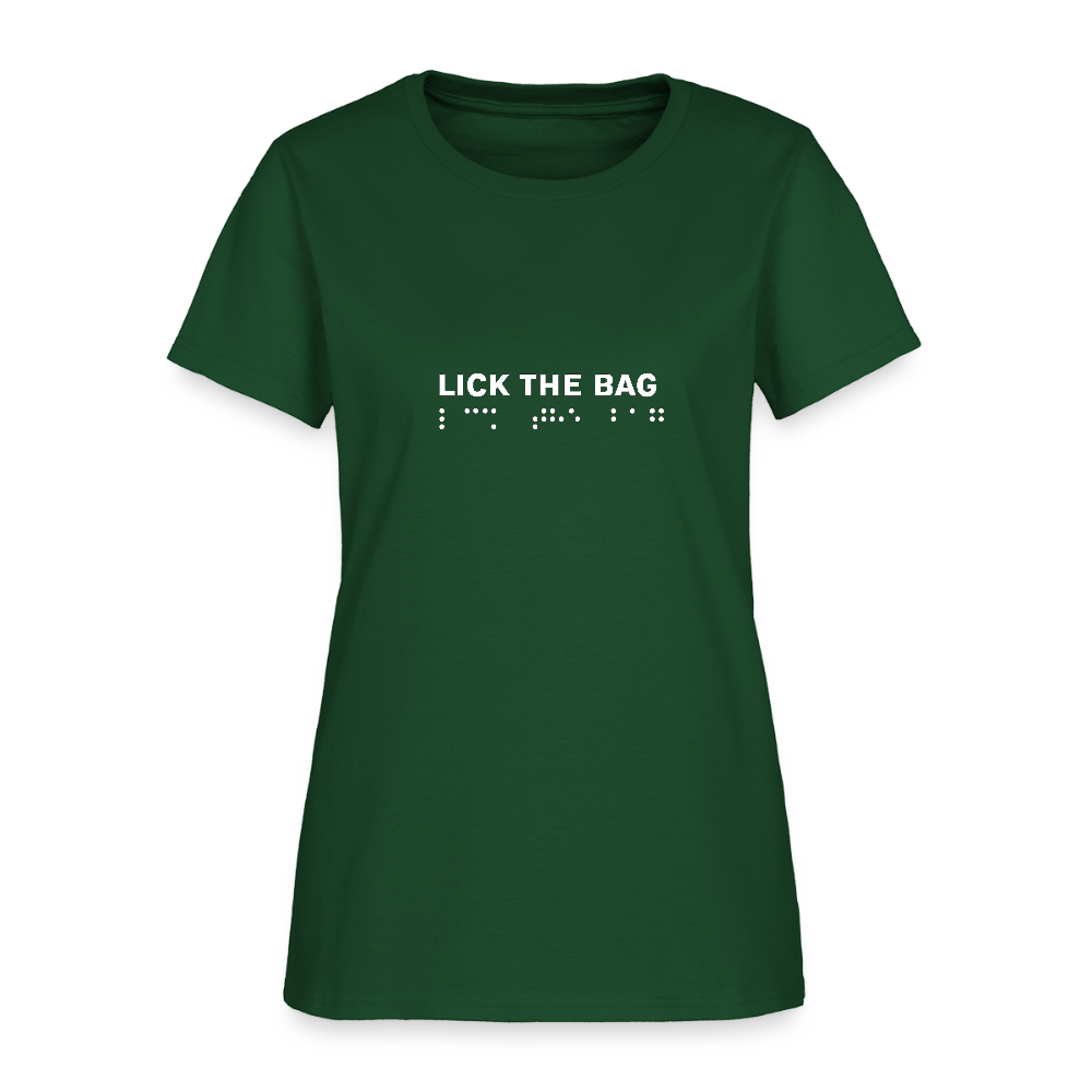 Women’s “Lick The Bag” Brail Logo Tee - forest green