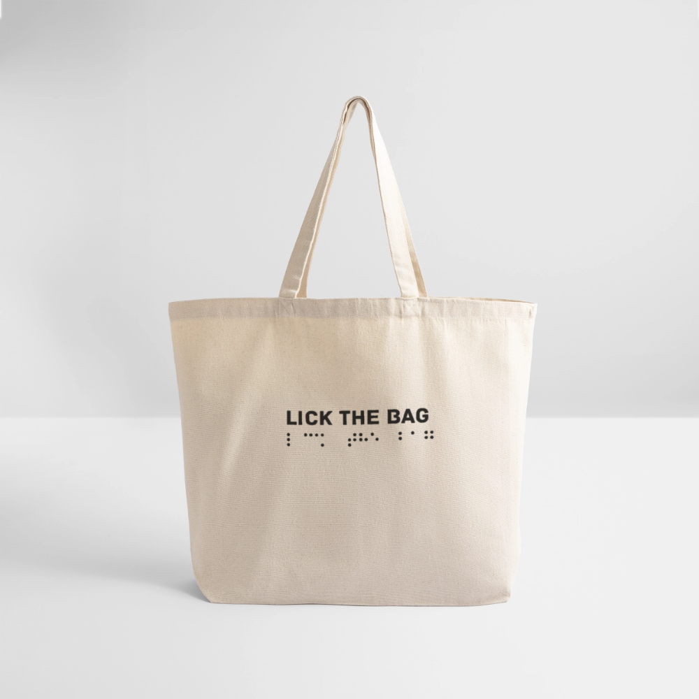 “Lick The Bag” Eco-Friendly Cotton Tote - Brail - natural