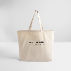 “Lick The Bag” Eco-Friendly Cotton Tote - Brail - natural