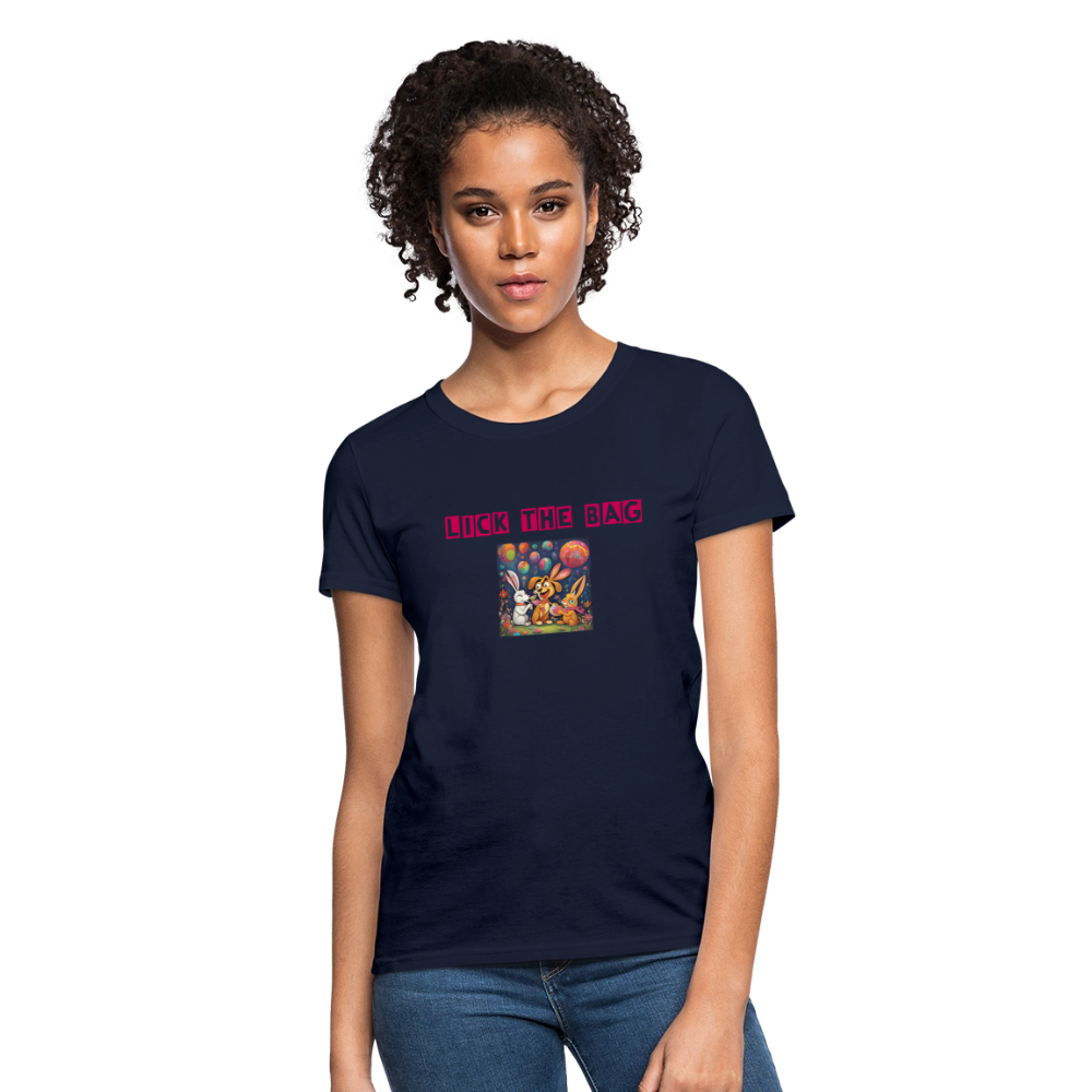 Women’s “Lick The Bag” Bunny Logo Tee - navy