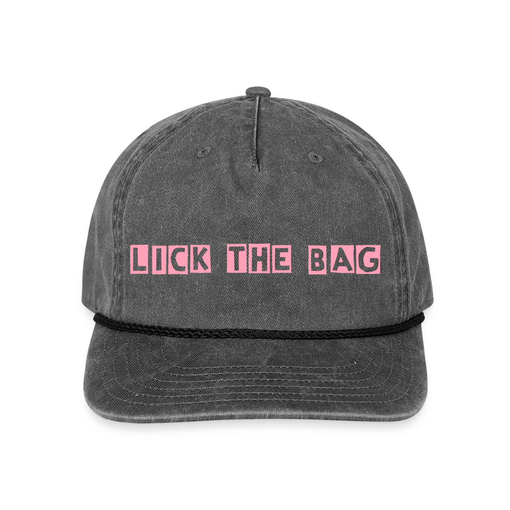 Vintage Wash “Lick The Bag” Bunny Logo Cap - washed black