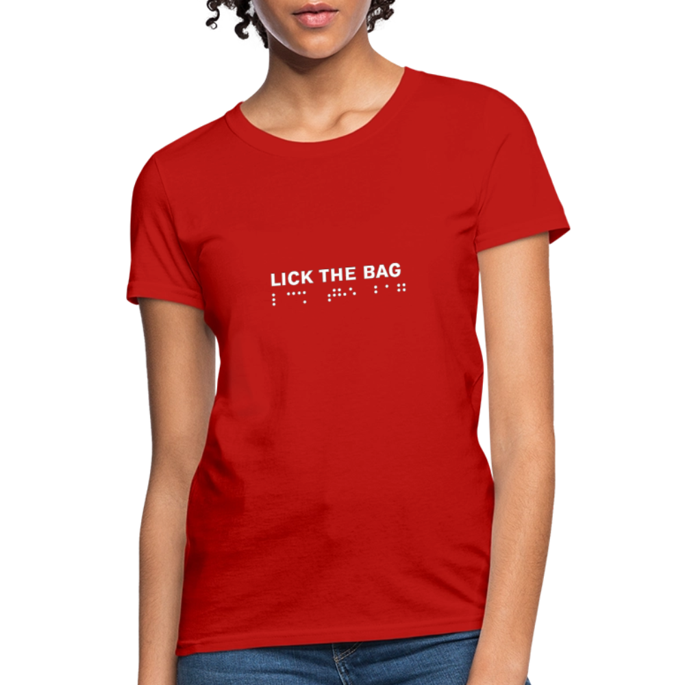 Women’s “Lick The Bag” Brail Logo Tee - red