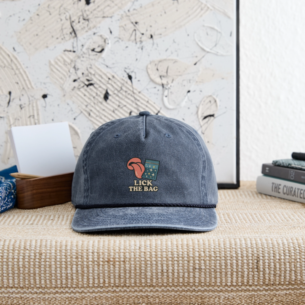 Vintage Wash “Lick The Bag” Image Logo Cap - washed navy