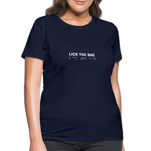 Women’s “Lick The Bag” Brail Logo Tee - navy