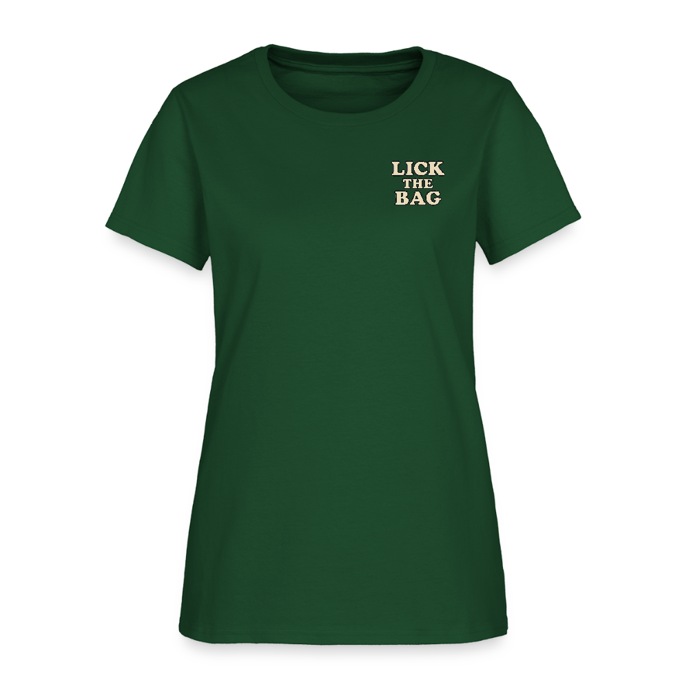 Women’s “Lick The Bag” Text Logo Tee - forest green