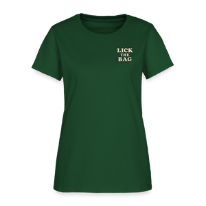 Women’s “Lick The Bag” Text Logo Tee - forest green