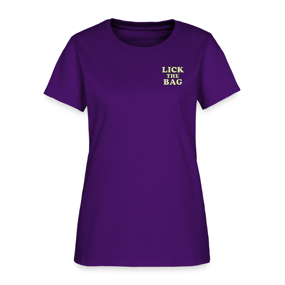 Women’s “Lick The Bag” Text Logo Tee - purple