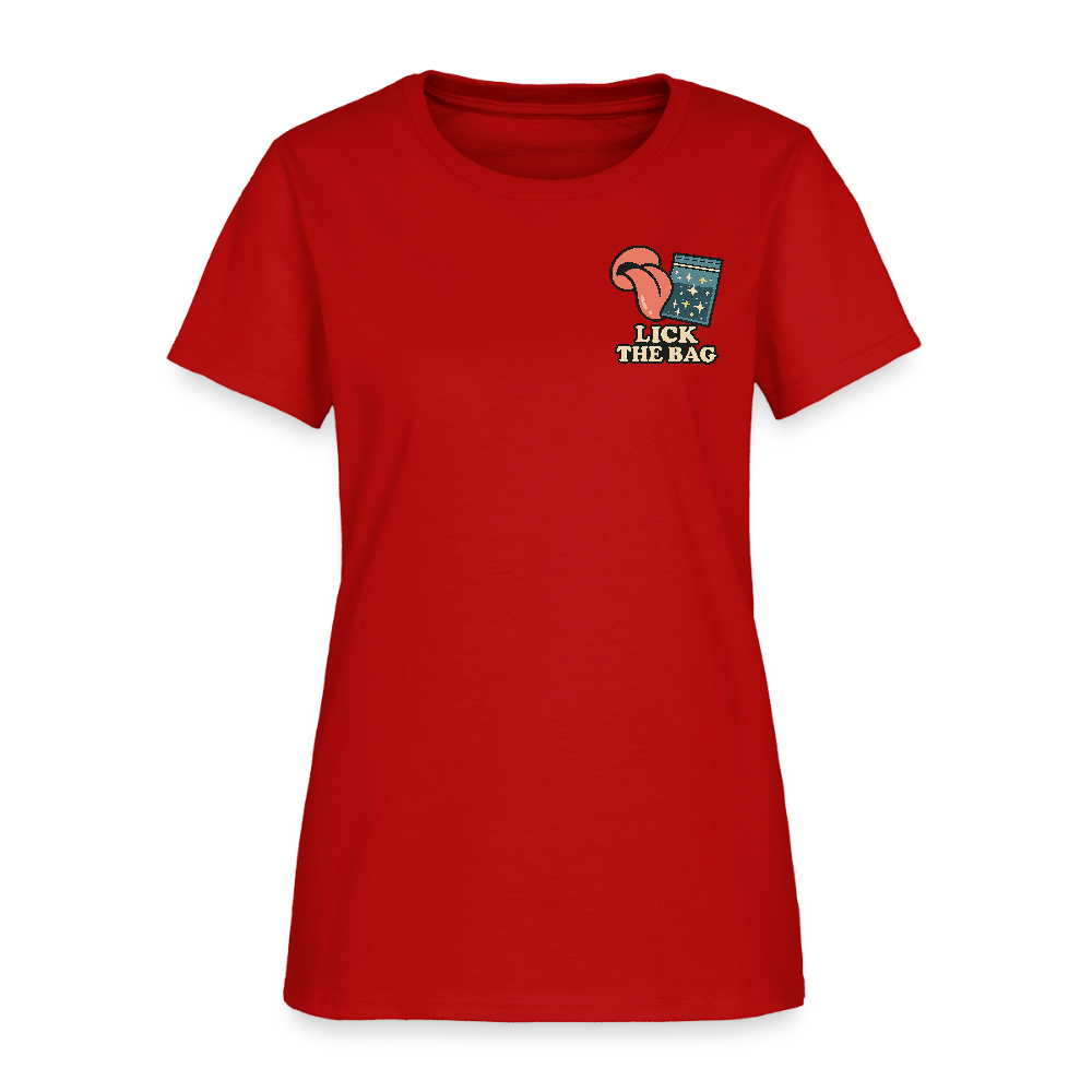 Women’s “Lick The Bag” Image Logo Tee - red