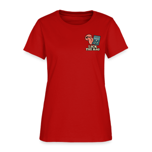 Women’s “Lick The Bag” Image Logo Tee - red