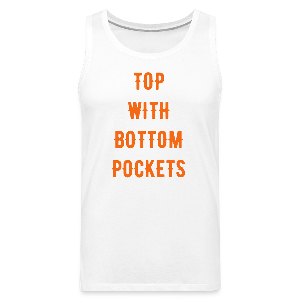 Top w/ Bottom Pockets - Men's Premium Tank Top - white