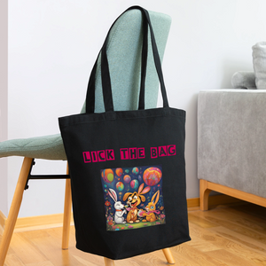“Lick The Bag” Eco-Friendly Cotton Tote - Bunny - black
