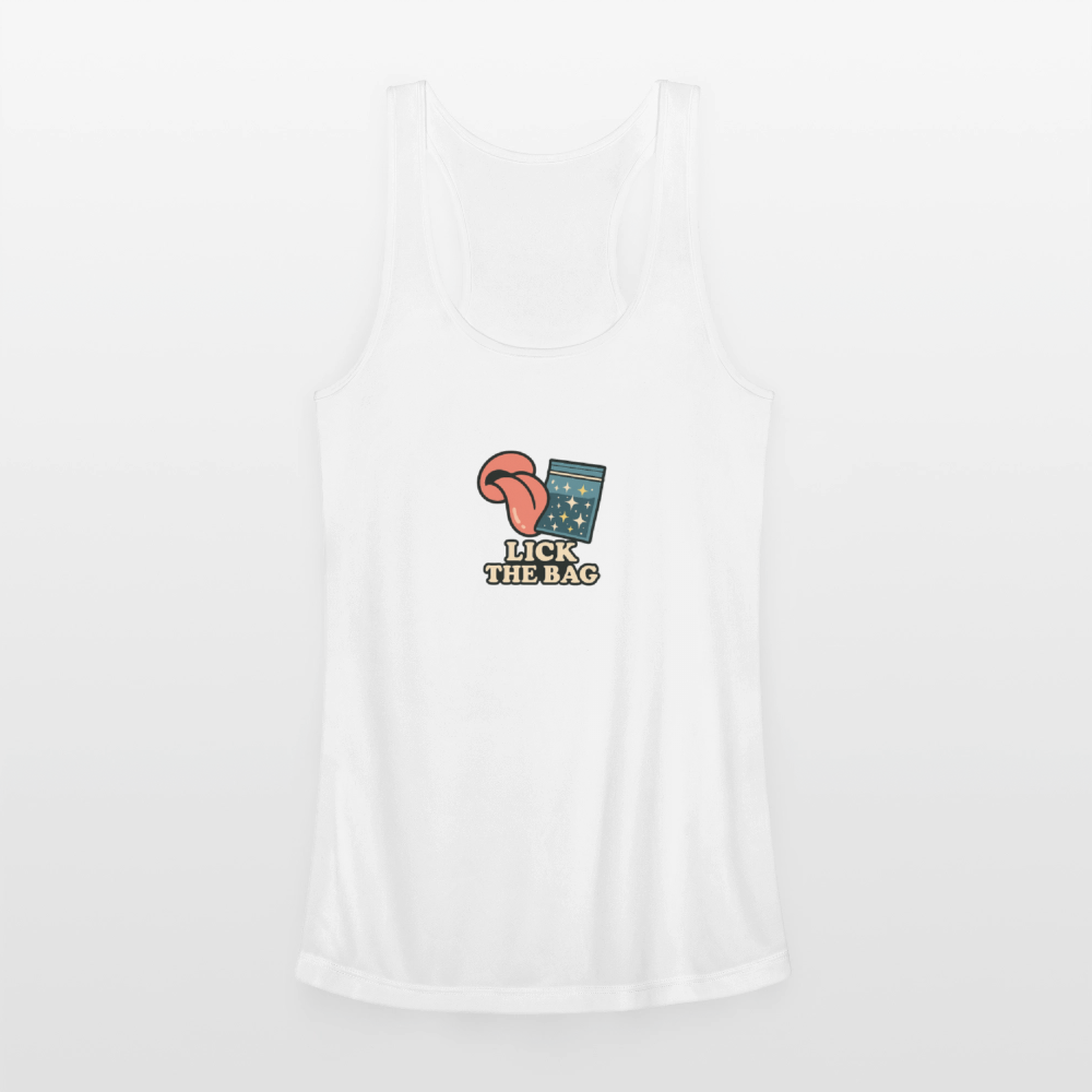 Women’s “Lick The Bag” Performance Racerback Tank - Image - white