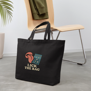 “Lick The Bag” Eco-Friendly Cotton Tote w/ Image - black
