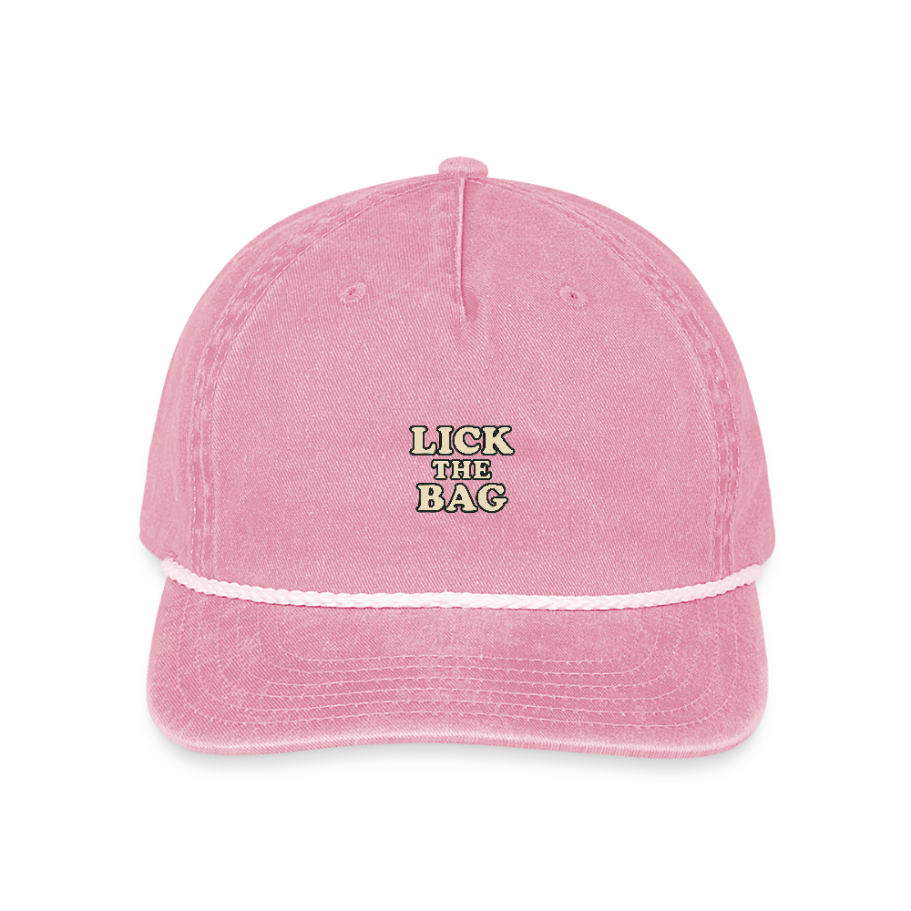 Vintage Wash “Lick The Bag” Text Logo Cap - washed pink