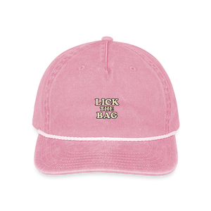 Vintage Wash “Lick The Bag” Text Logo Cap - washed pink