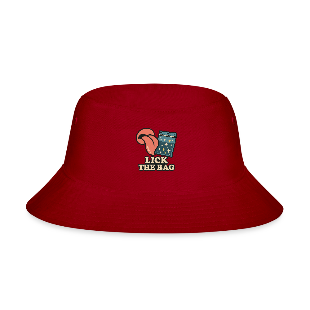 “Lick The Bag” Bucket Hat w/ Image - red