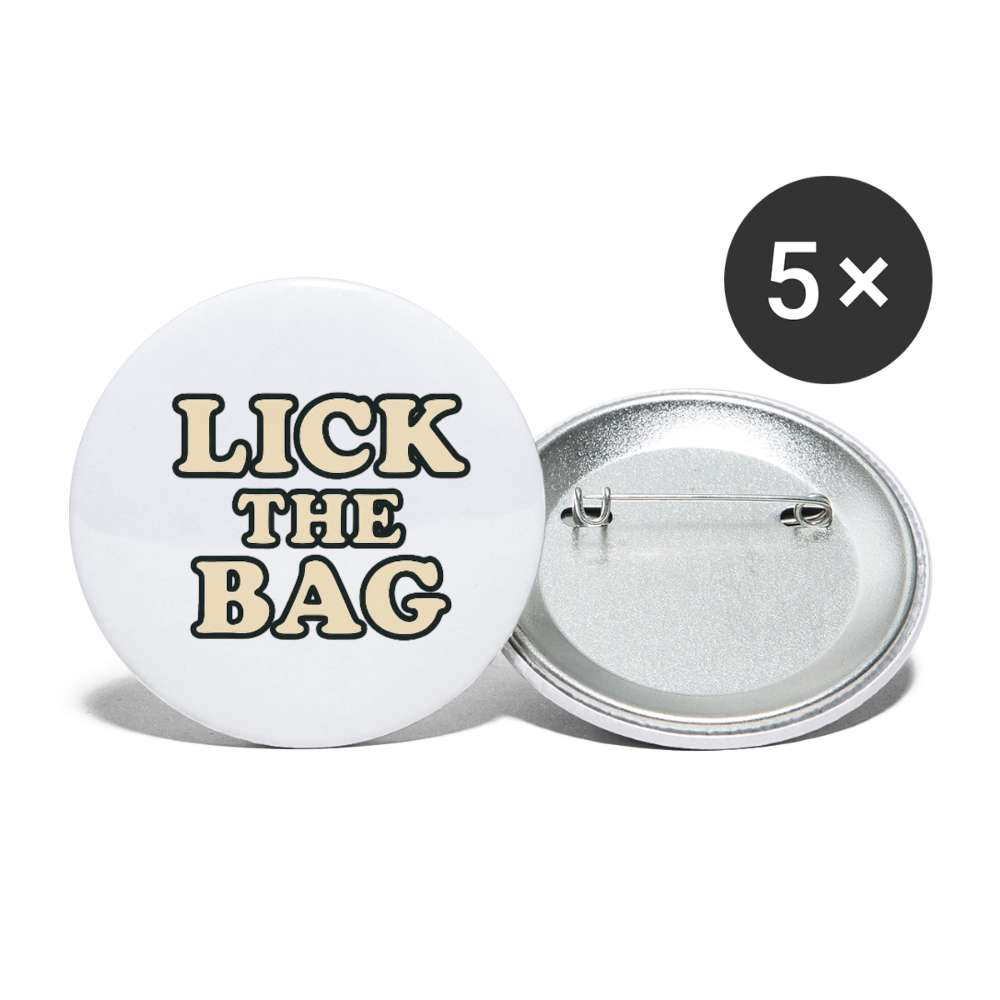 Lick The Bag Buttons small 1'' (5-pack - text only) - white