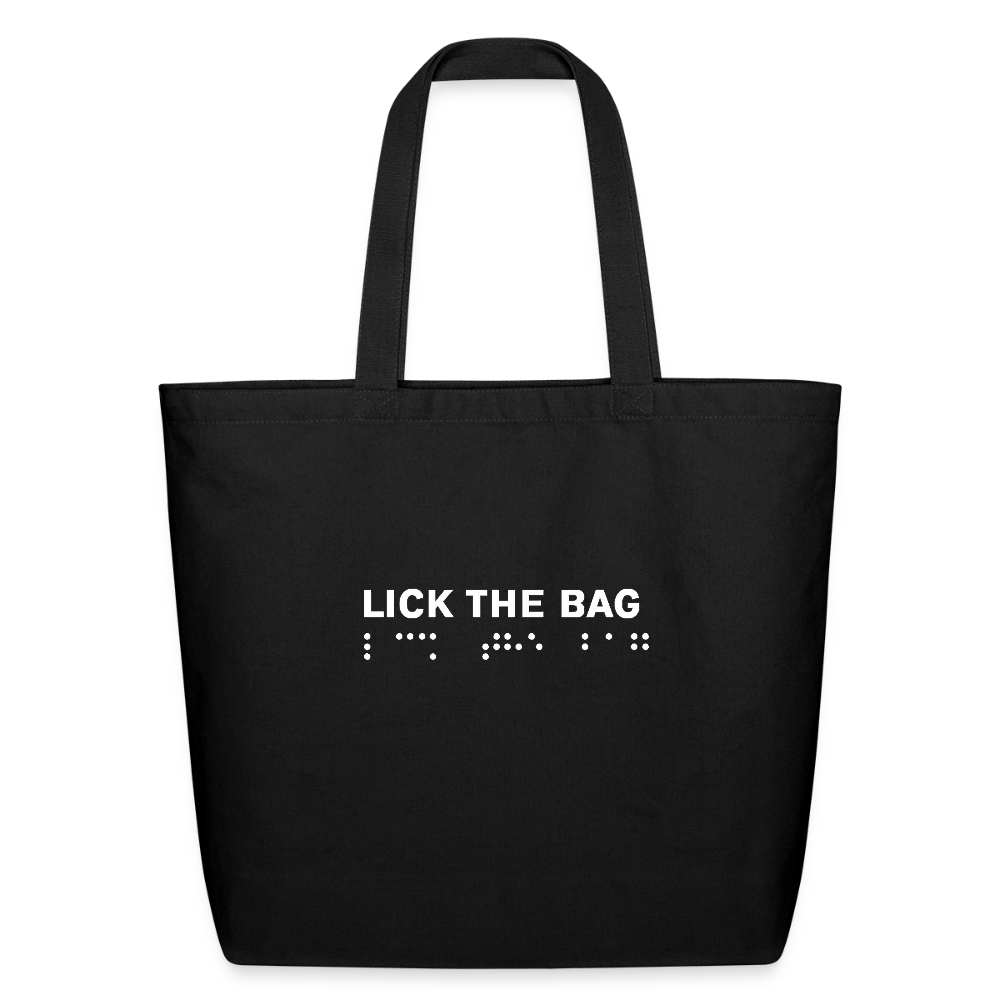 “Lick The Bag” Eco-Friendly Cotton Tote - Brail - black