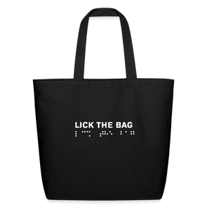 “Lick The Bag” Eco-Friendly Cotton Tote - Brail - black