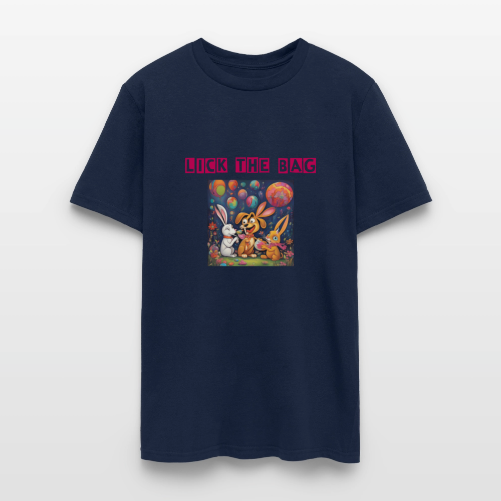 Unisex “Lick The Bag” T-Shirt (Bunny) - navy