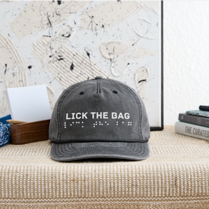 Vintage Wash “Lick The Bag” Brail Logo Cap - washed black
