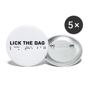 Lick the Bag Buttons small 1'' (5-pack - Brail) - white