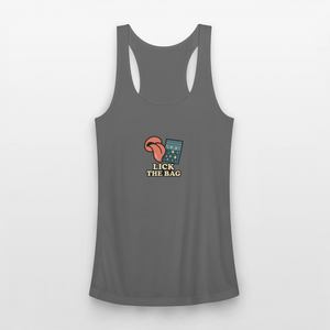 Women’s “Lick The Bag” Performance Racerback Tank - Image - charcoal