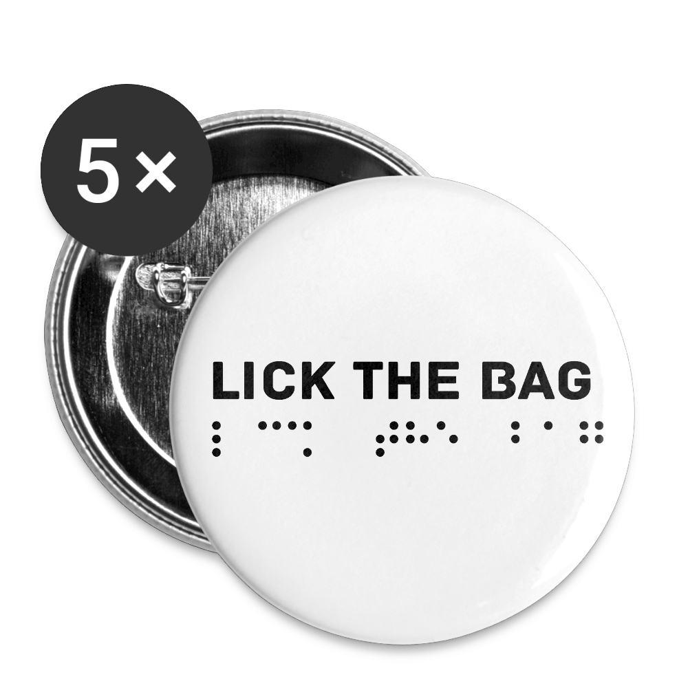 Lick The Bag Buttons large 2.2'' (5-pack - Brail) - white