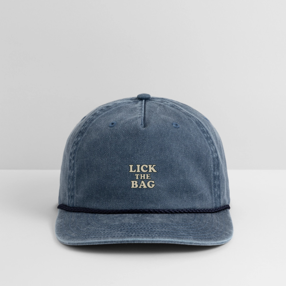 Vintage Wash “Lick The Bag” Text Logo Cap - washed navy