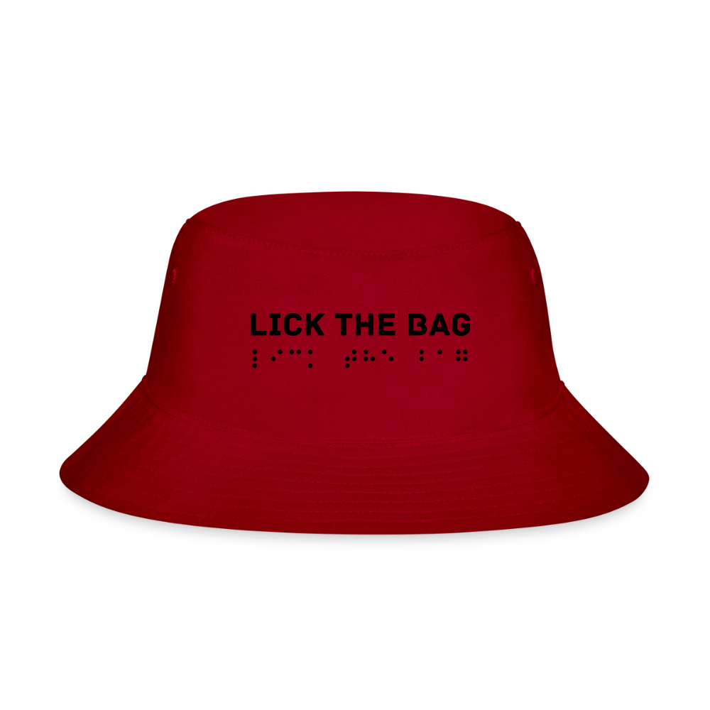 “Lick The Bag” Bucket Hat Brail - red