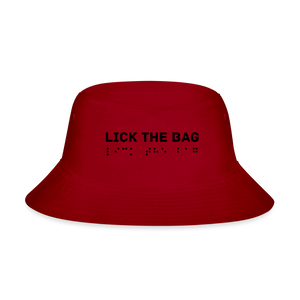 “Lick The Bag” Bucket Hat Brail - red