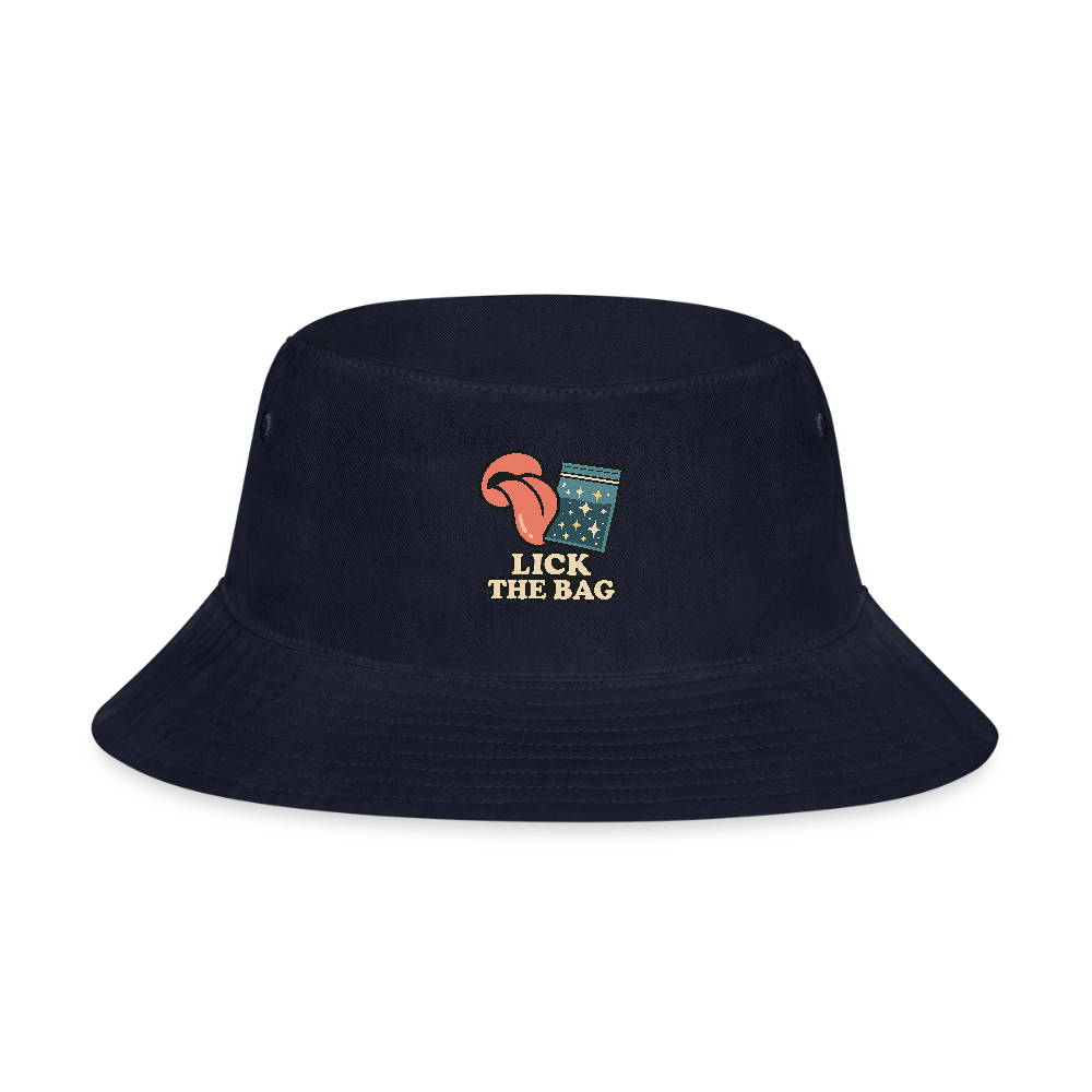 “Lick The Bag” Bucket Hat w/ Image - navy