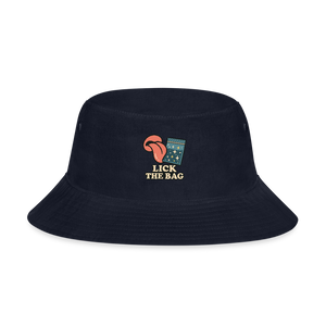 “Lick The Bag” Bucket Hat w/ Image - navy