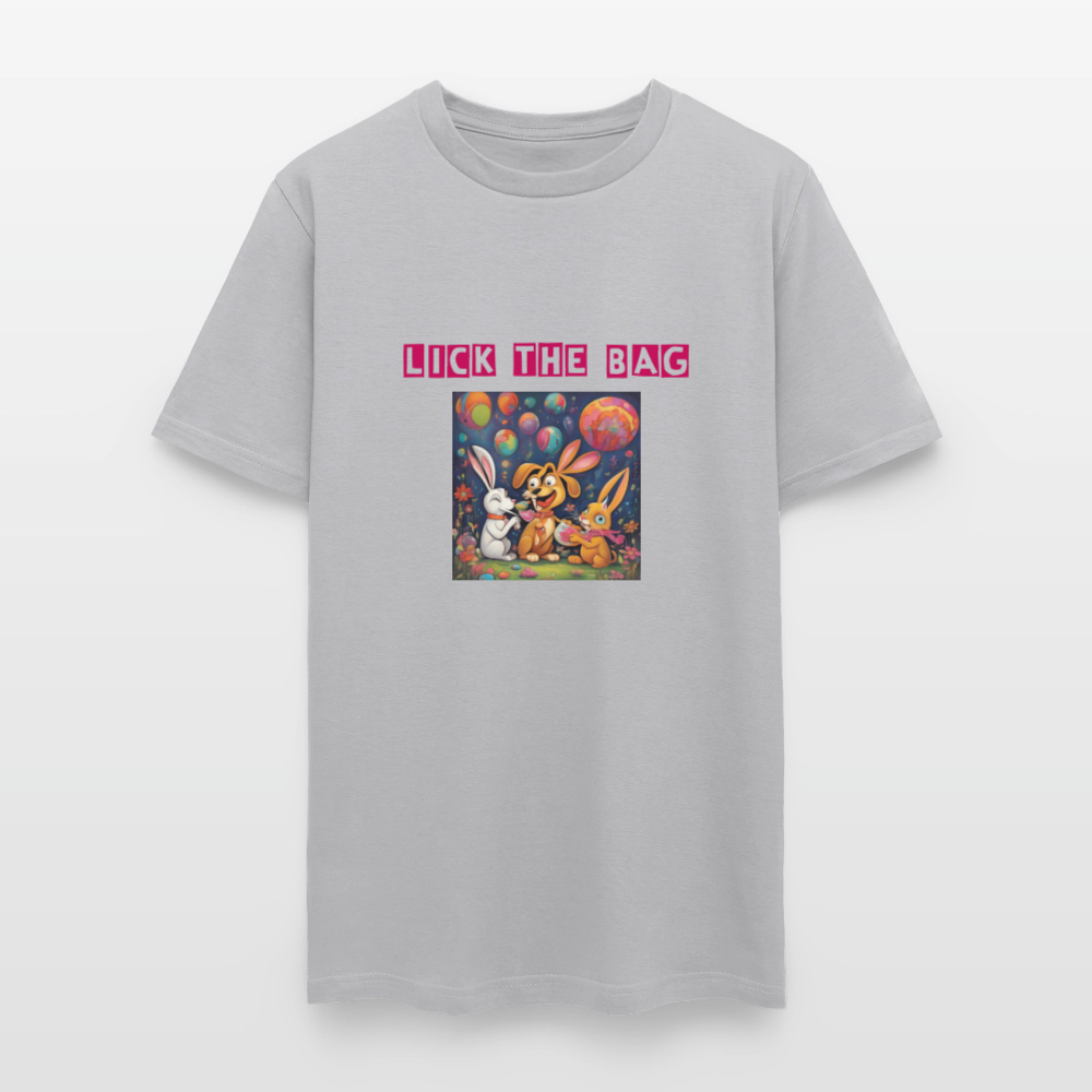 Unisex “Lick The Bag” T-Shirt (Bunny) - gravel 