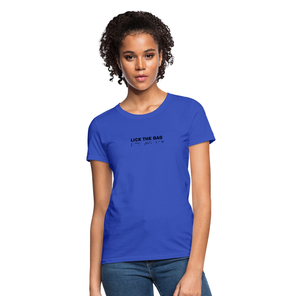 Women’s “Lick The Bag” Brail Logo Tee - royal blue