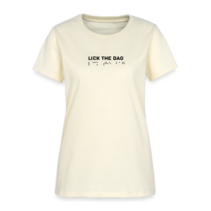 Women’s “Lick The Bag” Brail Logo Tee - off white