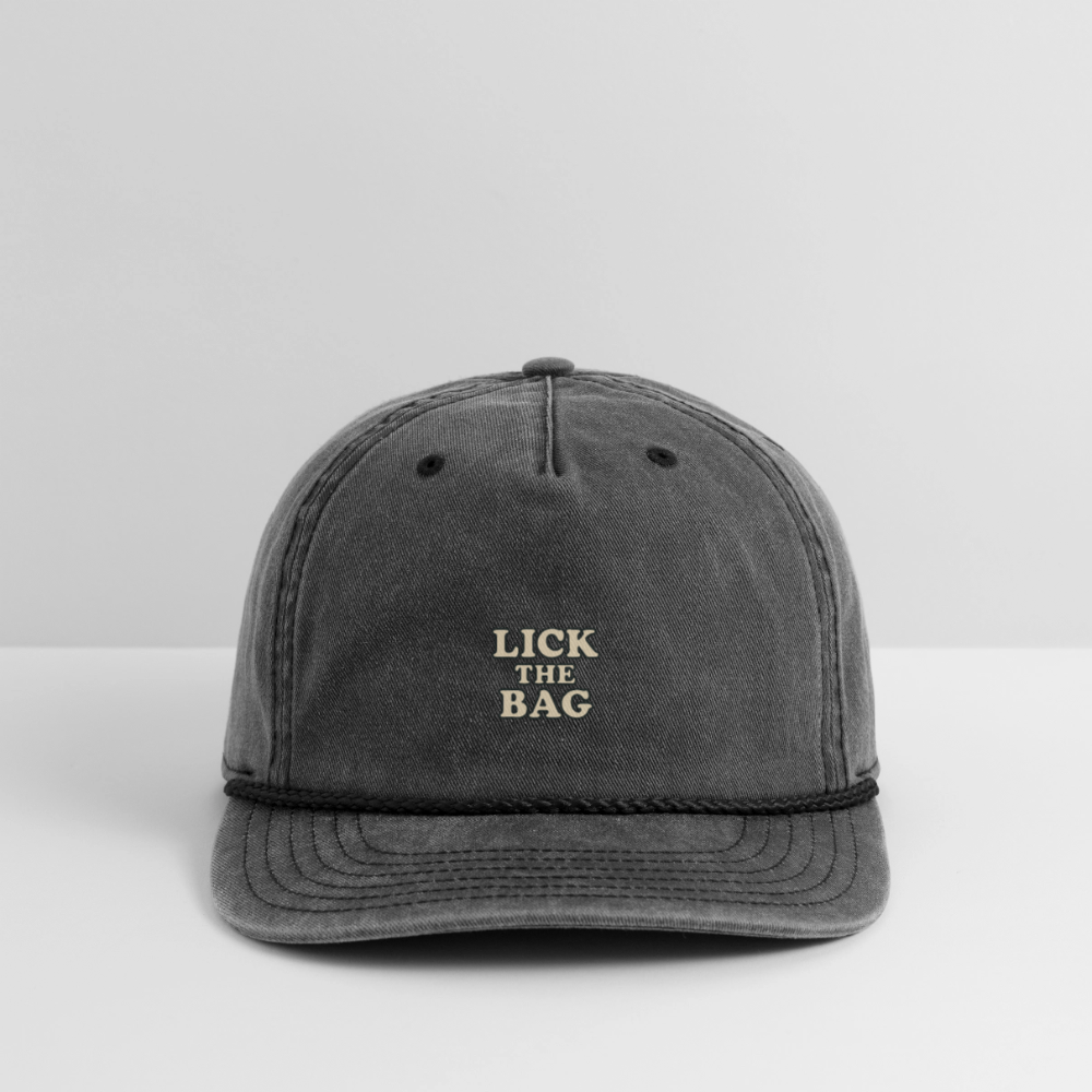 Vintage Wash “Lick The Bag” Text Logo Cap - washed black