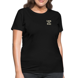Women’s “Lick The Bag” Text Logo Tee - black