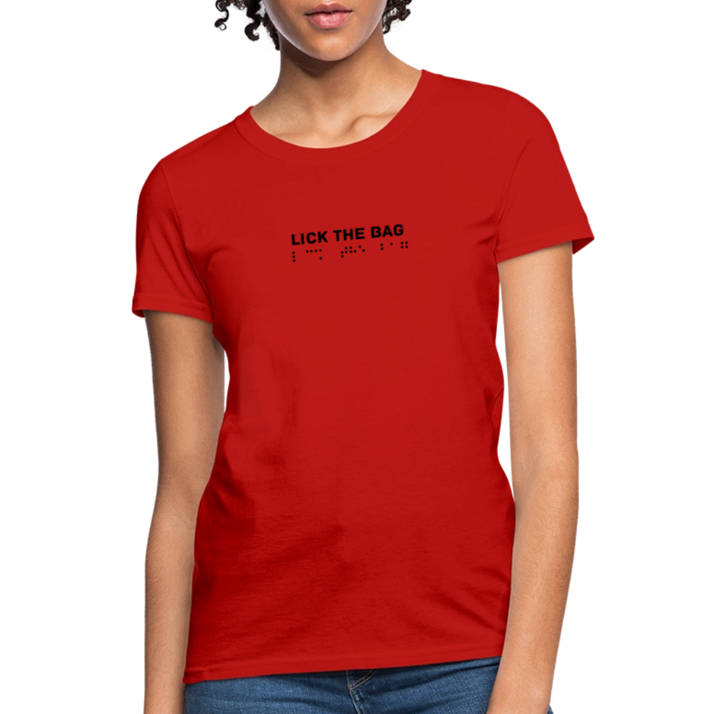 Women’s “Lick The Bag” Brail Logo Tee - red