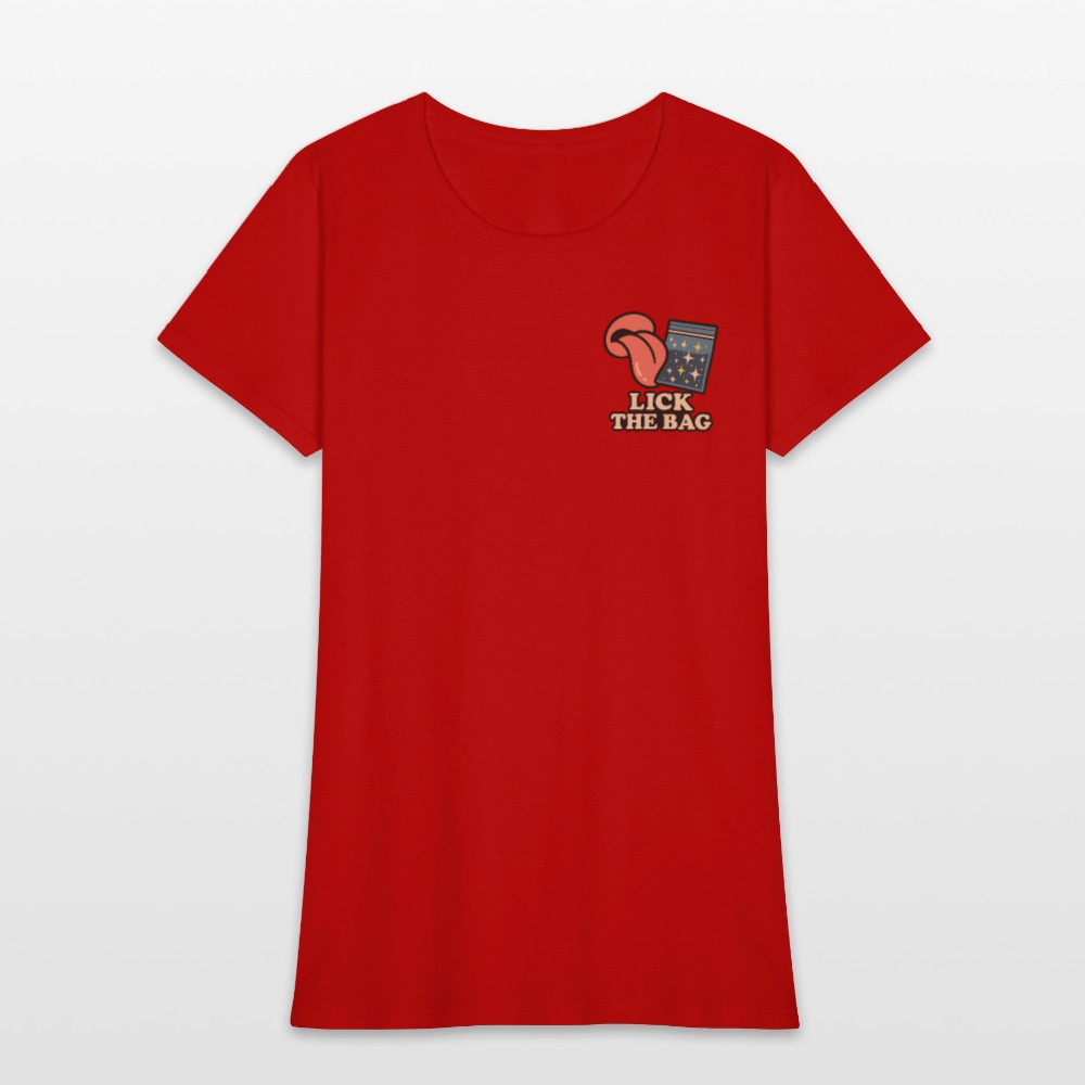 Women’s “Lick The Bag” Image Logo Tee - red