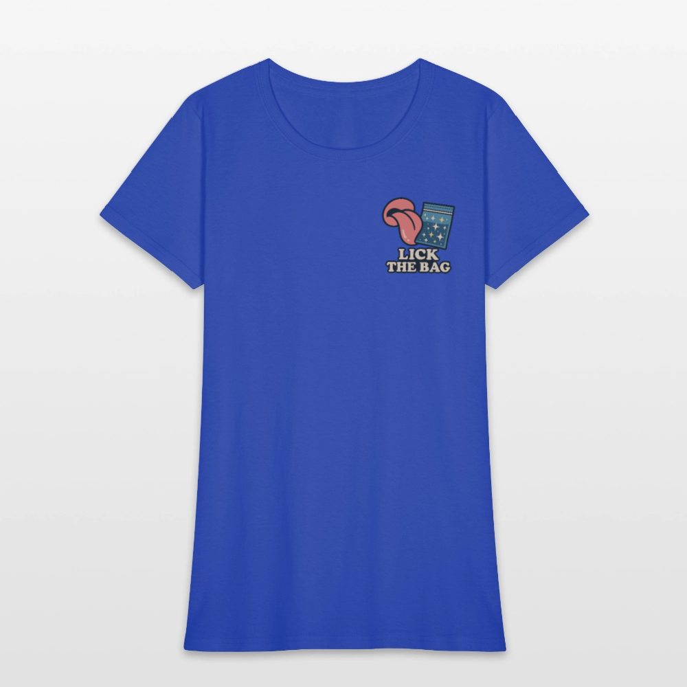 Women’s “Lick The Bag” Image Logo Tee - royal blue