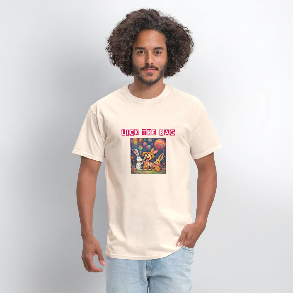 Unisex “Lick The Bag” T-Shirt (Bunny) - natural