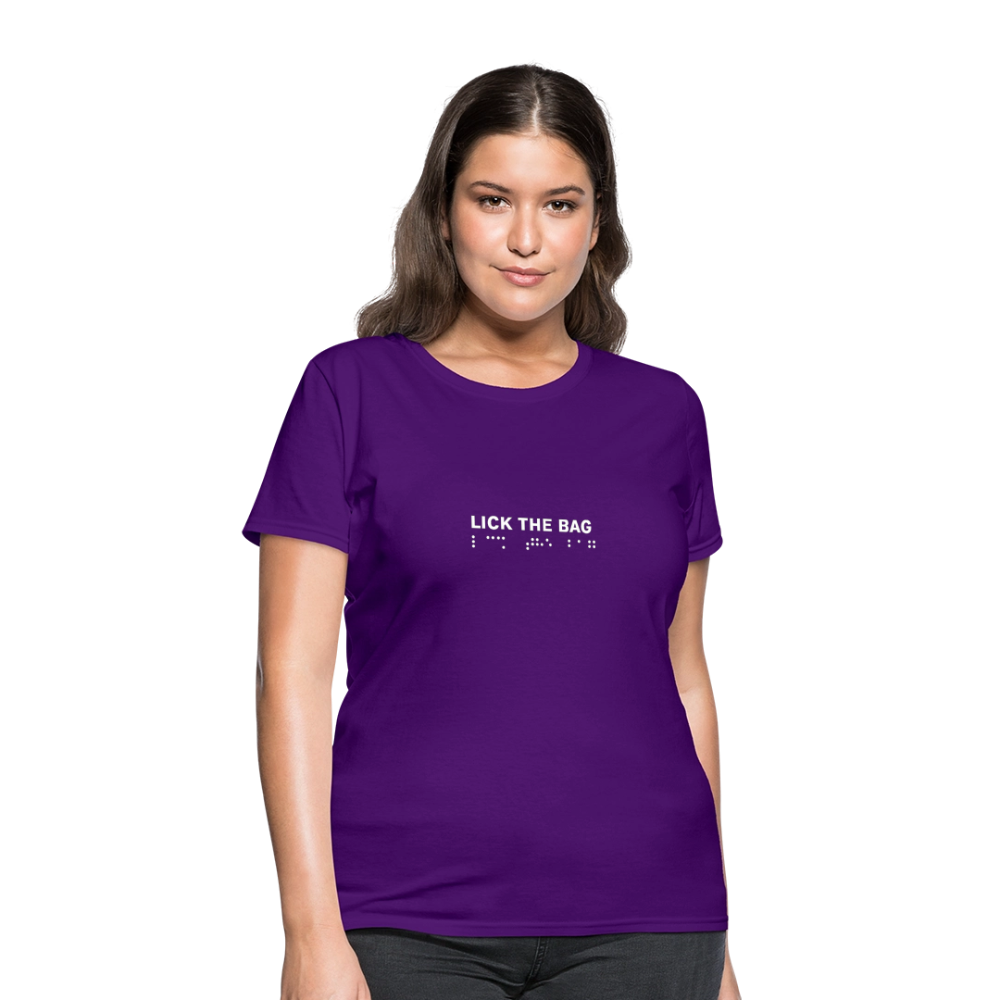 Women’s “Lick The Bag” Brail Logo Tee - purple