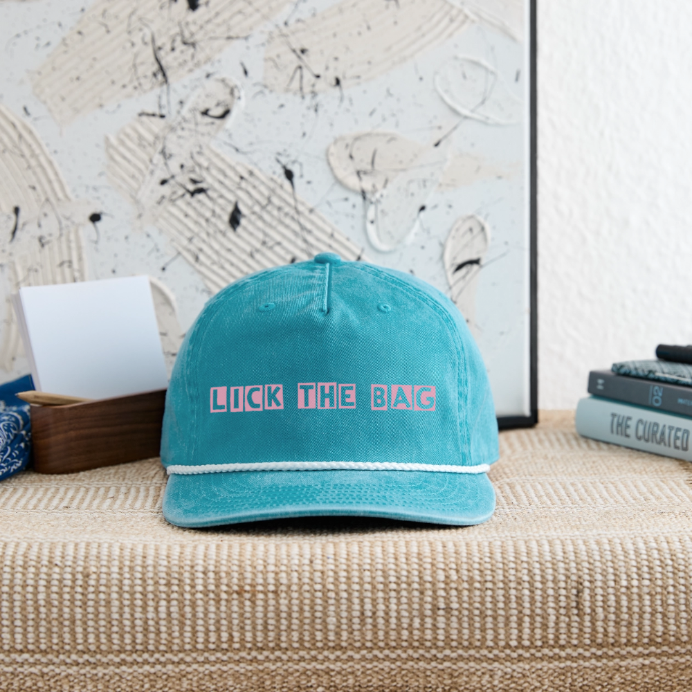 Vintage Wash “Lick The Bag” Bunny Logo Cap - faded turquoise