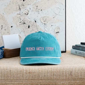 Vintage Wash “Lick The Bag” Bunny Logo Cap - faded turquoise