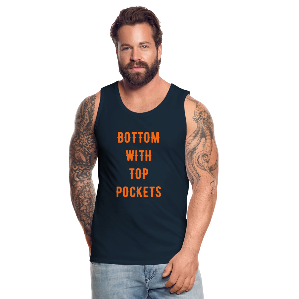 Bottom w/ Top Pockets - Men's Premium Tank Top - deep navy