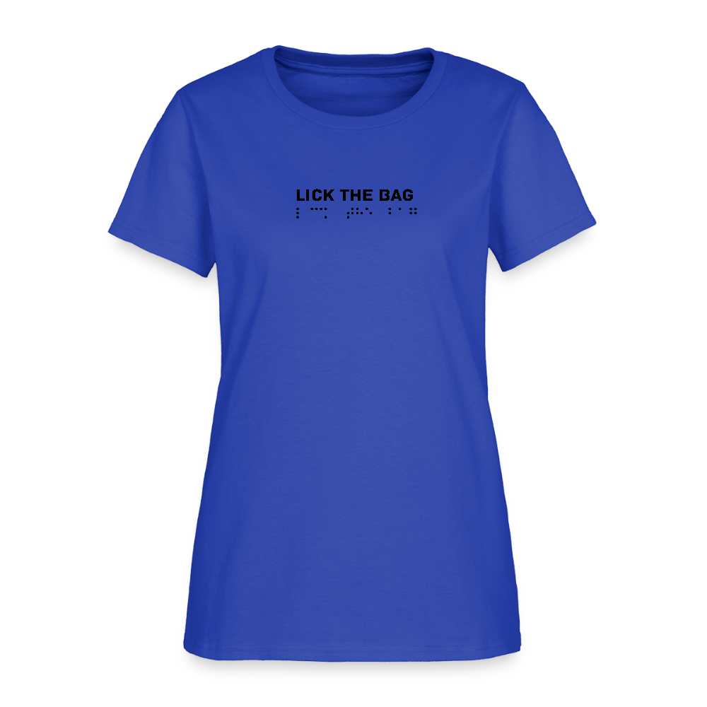 Women’s “Lick The Bag” Brail Logo Tee - royal blue
