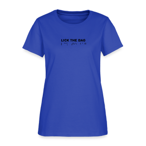 Women’s “Lick The Bag” Brail Logo Tee - royal blue