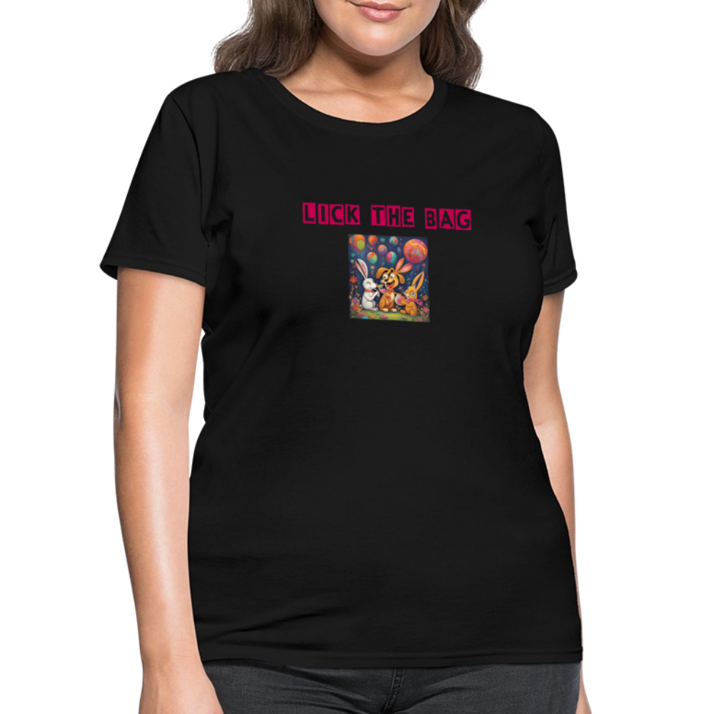Women’s “Lick The Bag” Bunny Logo Tee - black